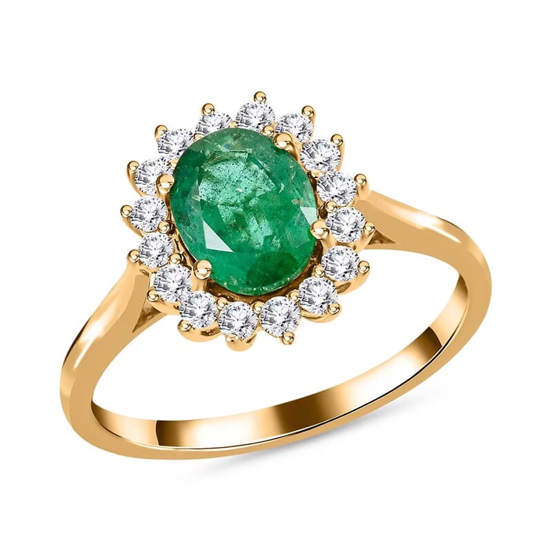 Luxoro AAA Kagem Zambian Emerald and G-H I2 Diamond 2.18 ctw Ring in 14K Yellow Gold (Size 10.0)