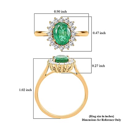 Luxoro AAA Kagem Zambian Emerald and G-H I2 Diamond 2.18 ctw Ring in 14K Yellow Gold (Size 10.0)