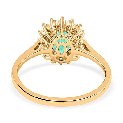 Luxoro AAA Kagem Zambian Emerald and G-H I2 Diamond 2.18 ctw Ring in 14K Yellow Gold (Size 10.0)