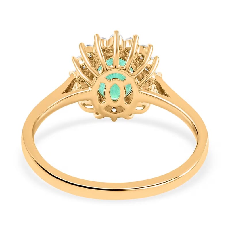 Luxoro AAA Kagem Zambian Emerald and G-H I2 Diamond 2.18 ctw Ring in 14K Yellow Gold (Size 10.0)
