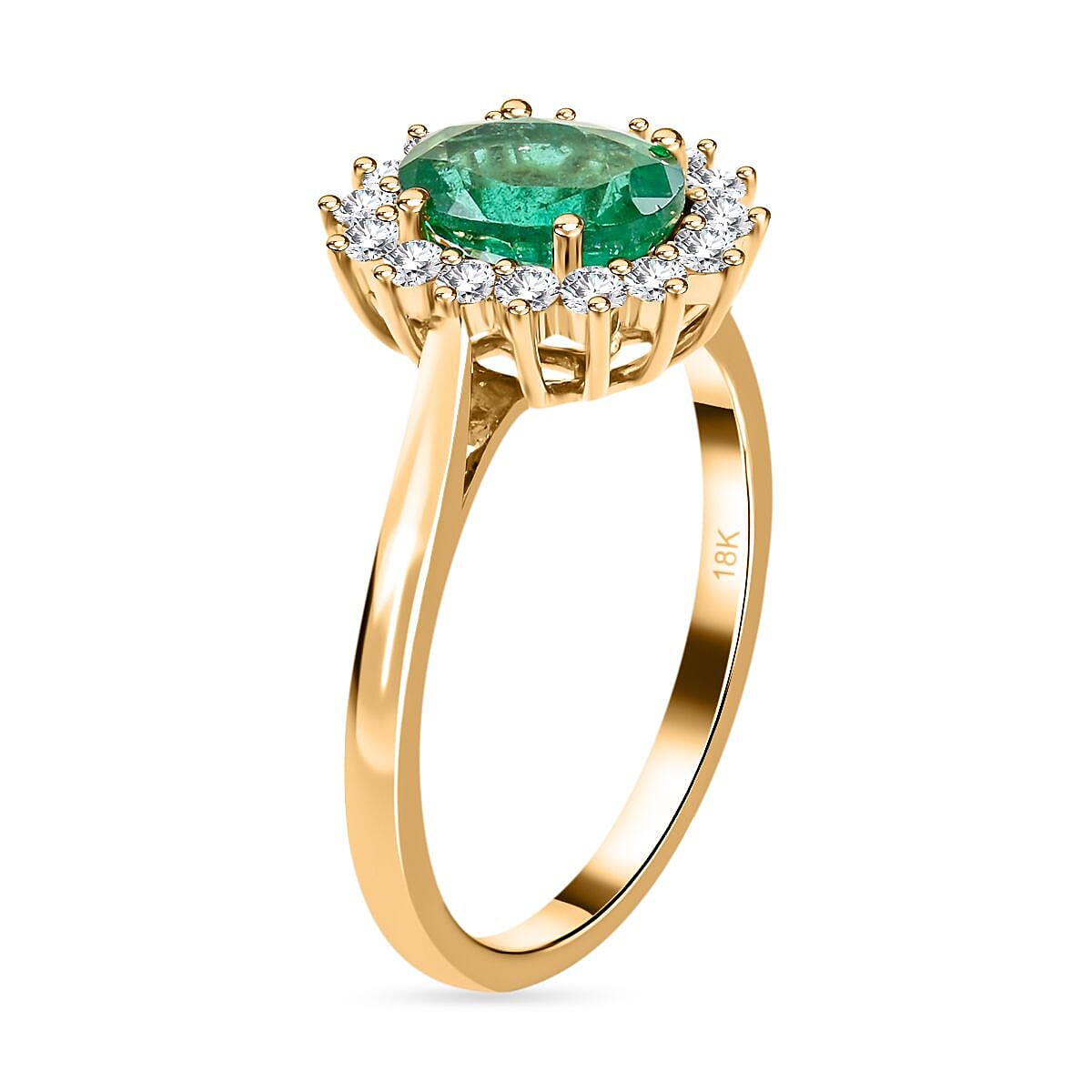 Luxoro AAA Kagem Zambian Emerald and G-H I2 Diamond 2.18 ctw Ring in 14K Yellow Gold (Size 8.0) (Del. In 10-15 Days) image number 3