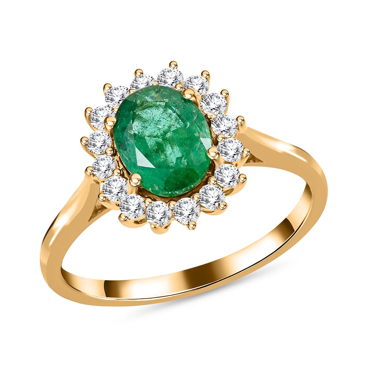Luxoro AAA Kagem Zambian Emerald and G-H I2 Diamond 2.18 ctw Ring in 14K Yellow Gold (Size 9.0) (Del. In 10-15 Days) image number 0