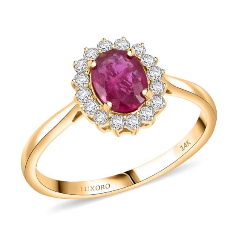 Certified and Appraised Luxoro AAA Mozambique Ruby and G-H I2 Diamond 1.79 ctw Ring in 14K Yellow Gold (Size 10.0)