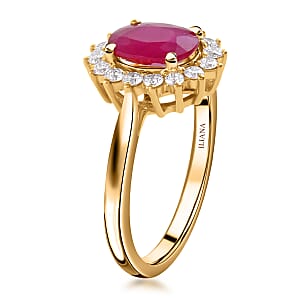 Luxoro AAA Mozambique Ruby and G-H I2 Diamond 1.79 ctw Ring in 14K Yellow Gold (Size 10.0) (Del. In 10-15 Days)
