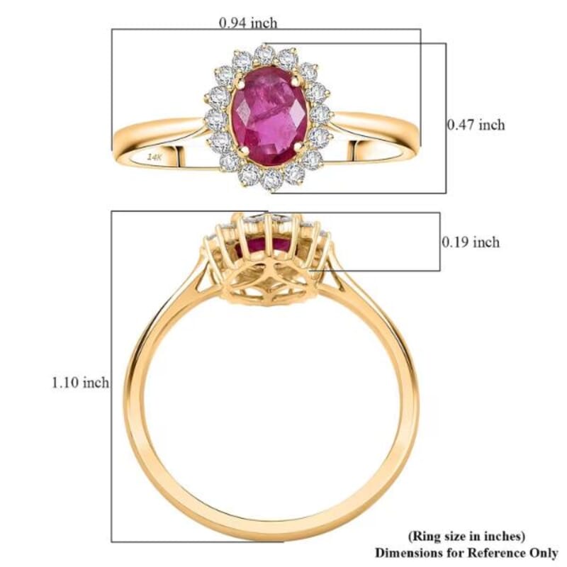 Certified and Appraised Luxoro AAA Mozambique Ruby and G-H I2 Diamond 1.79 ctw Ring in 14K Yellow Gold (Size 10.0)