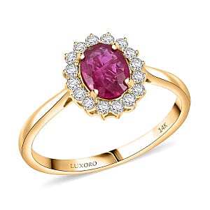 Luxoro AAA Mozambique Ruby and G-H I2 Diamond 1.79 ctw Ring in 14K Yellow Gold (Size 6.0)