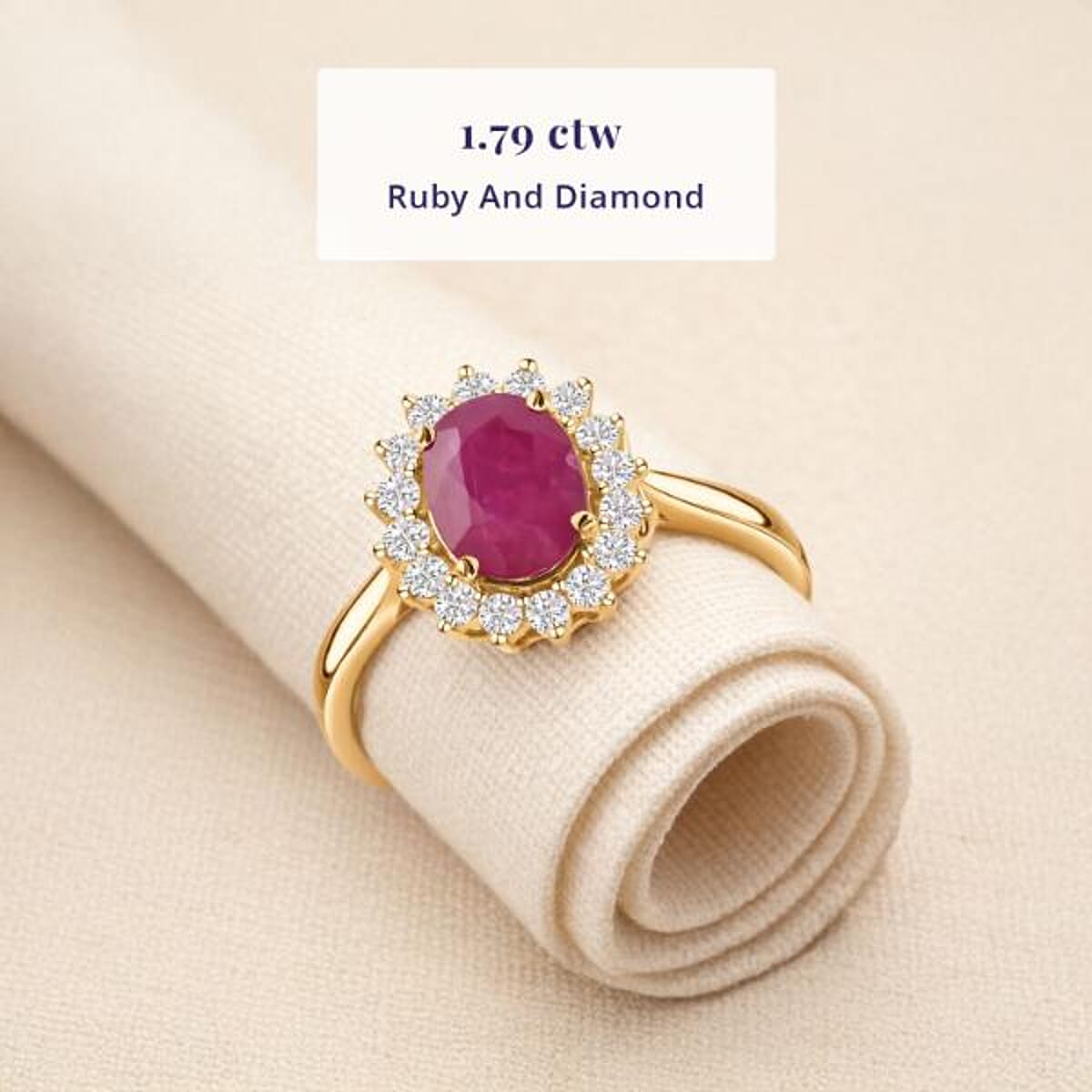 Luxoro AAA Mozambique Ruby and G-H I2 Diamond 1.79 ctw Ring in 14K Yellow Gold (Size 6.0) image number 2