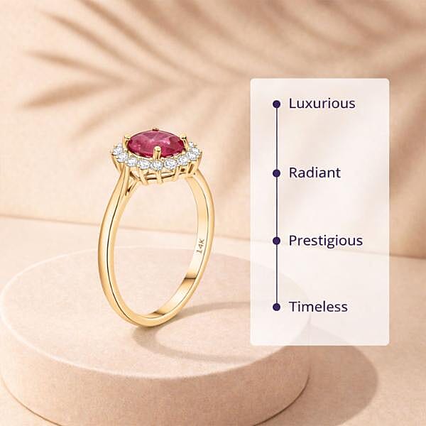 Luxoro AAA Mozambique Ruby and G-H I2 Diamond 1.79 ctw Ring in 14K Yellow Gold (Size 6.0)