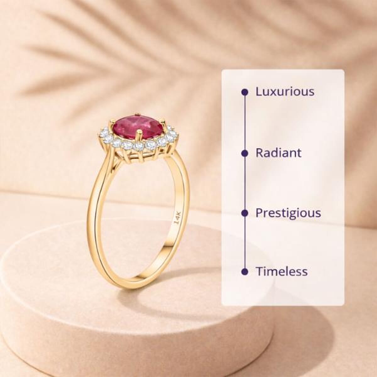 Luxoro AAA Mozambique Ruby and G-H I2 Diamond 1.79 ctw Ring in 14K Yellow Gold (Size 6.0) image number 3
