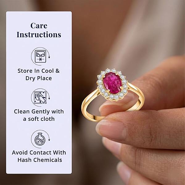 Luxoro AAA Mozambique Ruby and G-H I2 Diamond 1.79 ctw Ring in 14K Yellow Gold (Size 6.0)