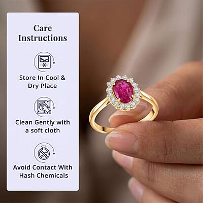 Luxoro AAA Mozambique Ruby and G-H I2 Diamond 1.79 ctw Ring in 14K Yellow Gold (Size 6.0)