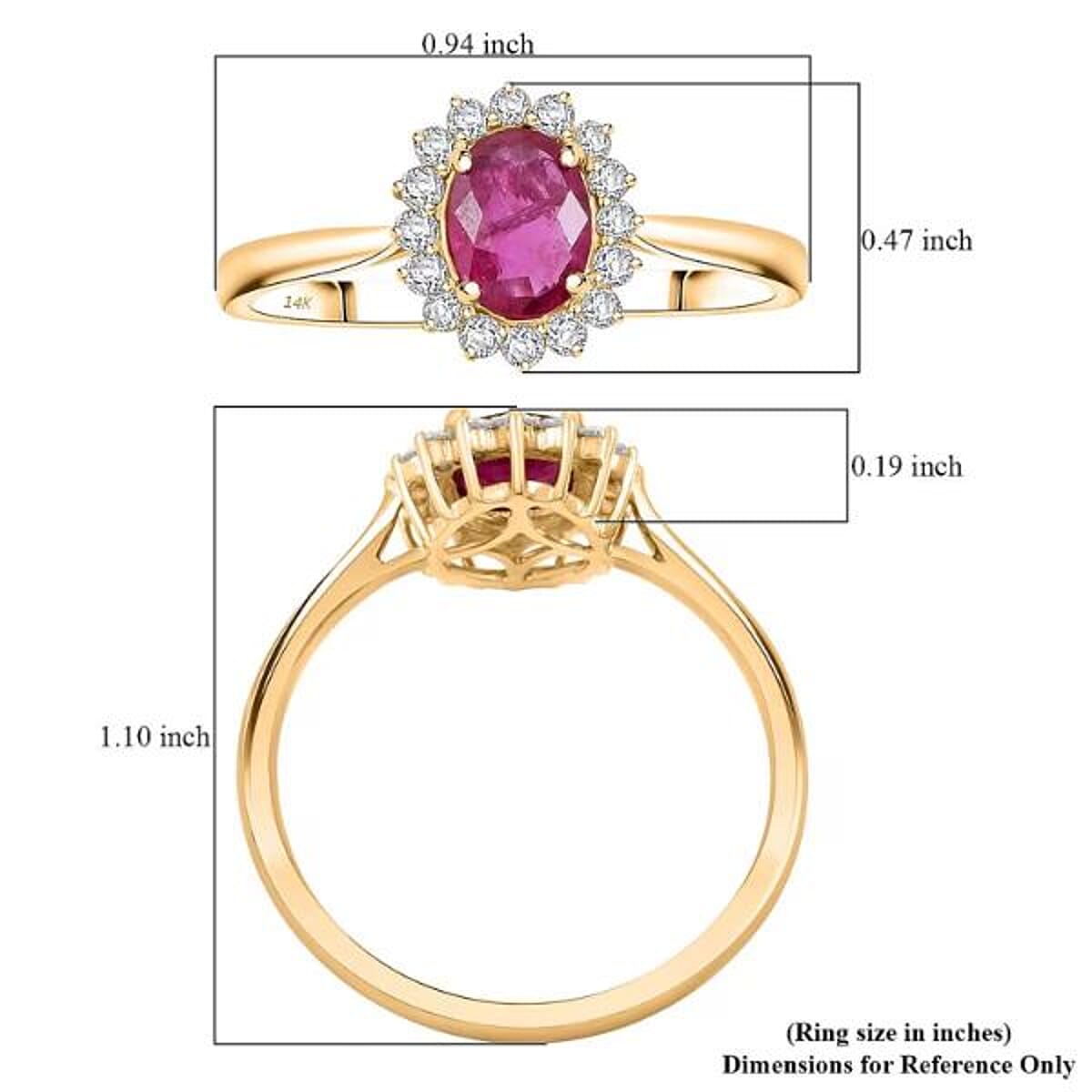 Luxoro AAA Mozambique Ruby and G-H I2 Diamond 1.79 ctw Ring in 14K Yellow Gold (Size 6.0) image number 5