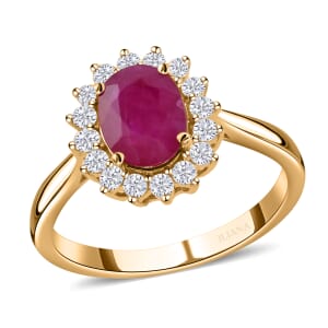 Luxoro AAA Mozambique Ruby and G-H I2 Diamond 1.79 ctw Ring in 14K Yellow Gold (Size 8.0)