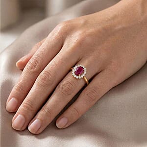 Luxoro AAA Mozambique Ruby and G-H I2 Diamond 1.79 ctw Ring in 14K Yellow Gold (Size 8.0)