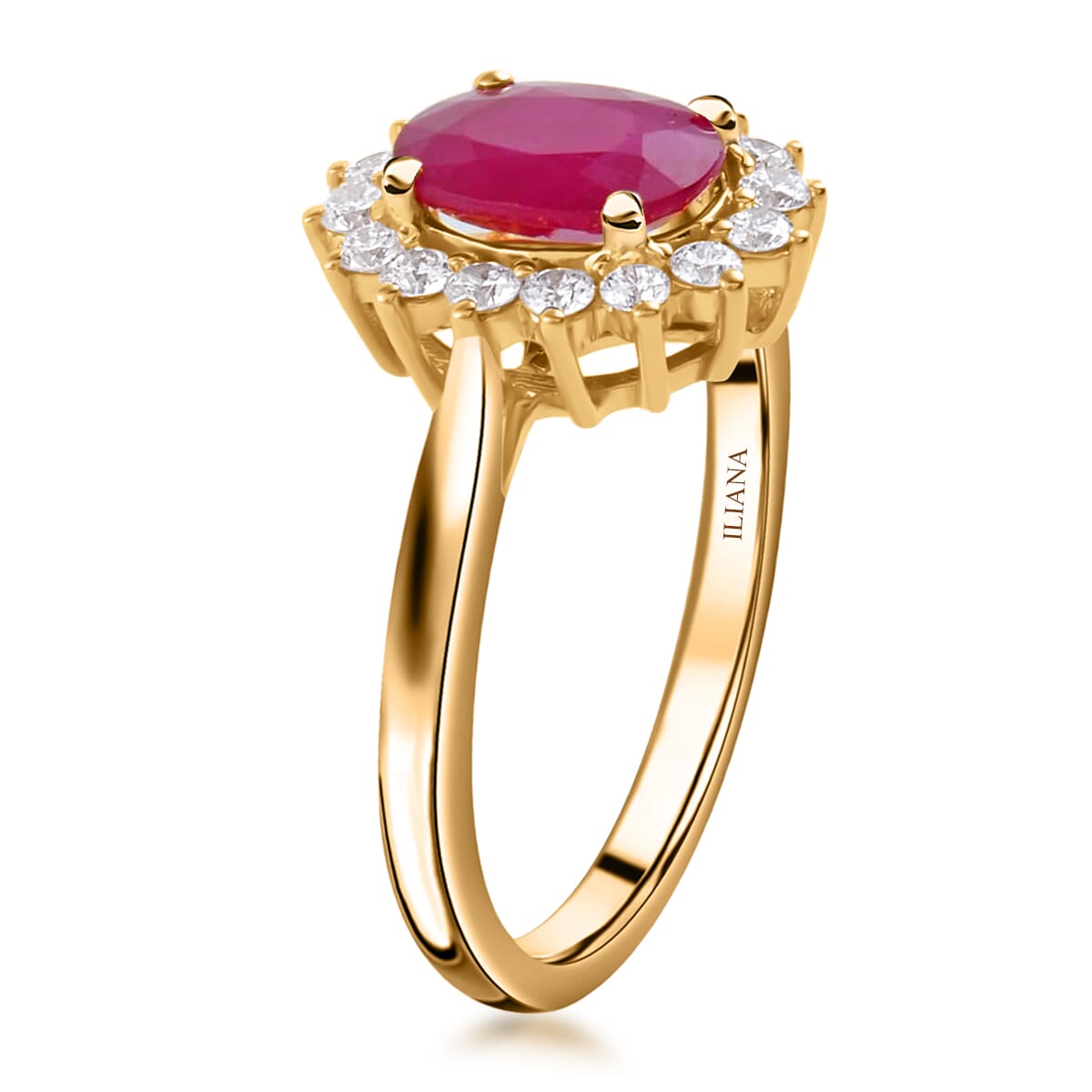 Luxoro AAA Mozambique Ruby and G-H I2 Diamond 1.79 ctw Ring in 14K Yellow Gold (Size 8.0) image number 2