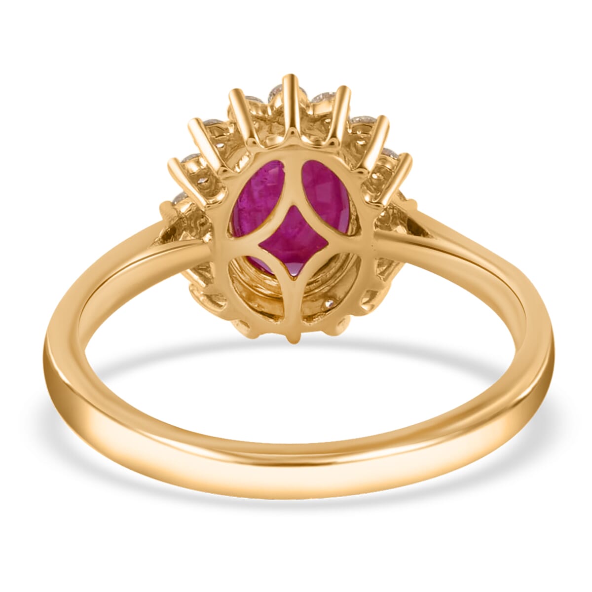 Luxoro AAA Mozambique Ruby and G-H I2 Diamond 1.79 ctw Ring in 14K Yellow Gold (Size 8.0) image number 3