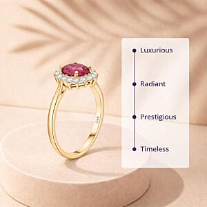 Luxoro AAA Mozambique Ruby and G-H I2 Diamond 1.79 ctw Ring in 14K Yellow Gold (Size 8.0)