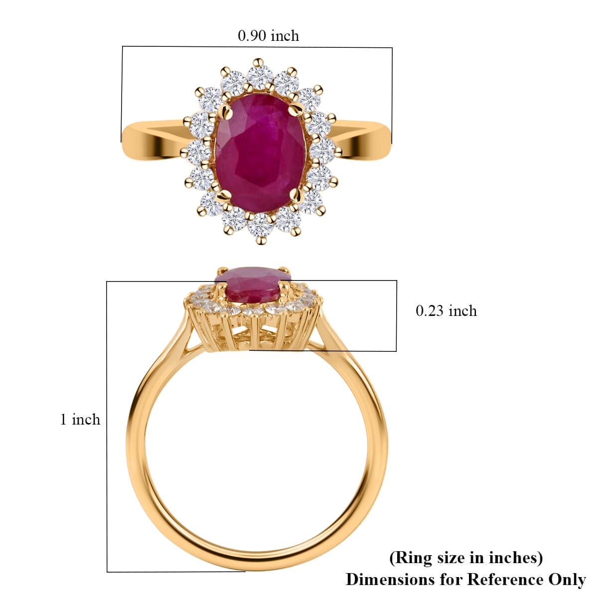 Luxoro AAA Mozambique Ruby and G-H I2 Diamond 1.79 ctw Ring in 14K Yellow Gold (Size 8.0) image number 4