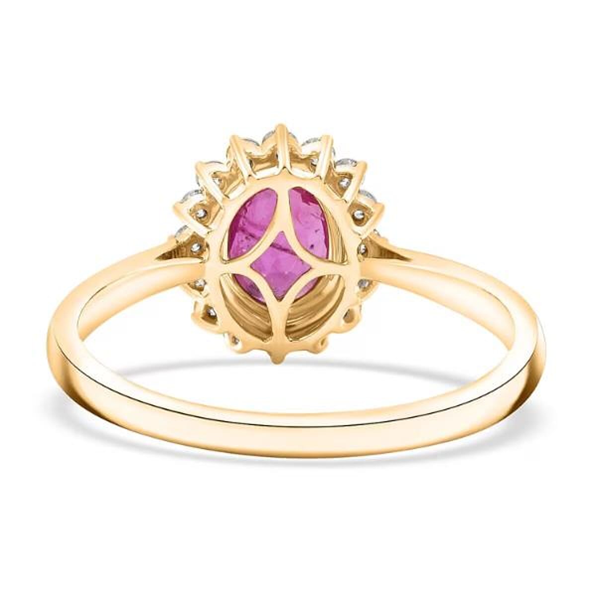 Luxoro AAA Mozambique Ruby and G-H I2 Diamond 1.79 ctw Ring in 14K Yellow Gold (Size 9.0) image number 6