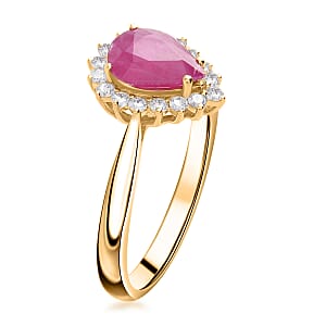 Luxoro AAA Mozambique Ruby and G-H I2 Diamond 1.38 ctw Ring in 14K Yellow Gold (Size 10.0) (Del. In 10-15 Days)