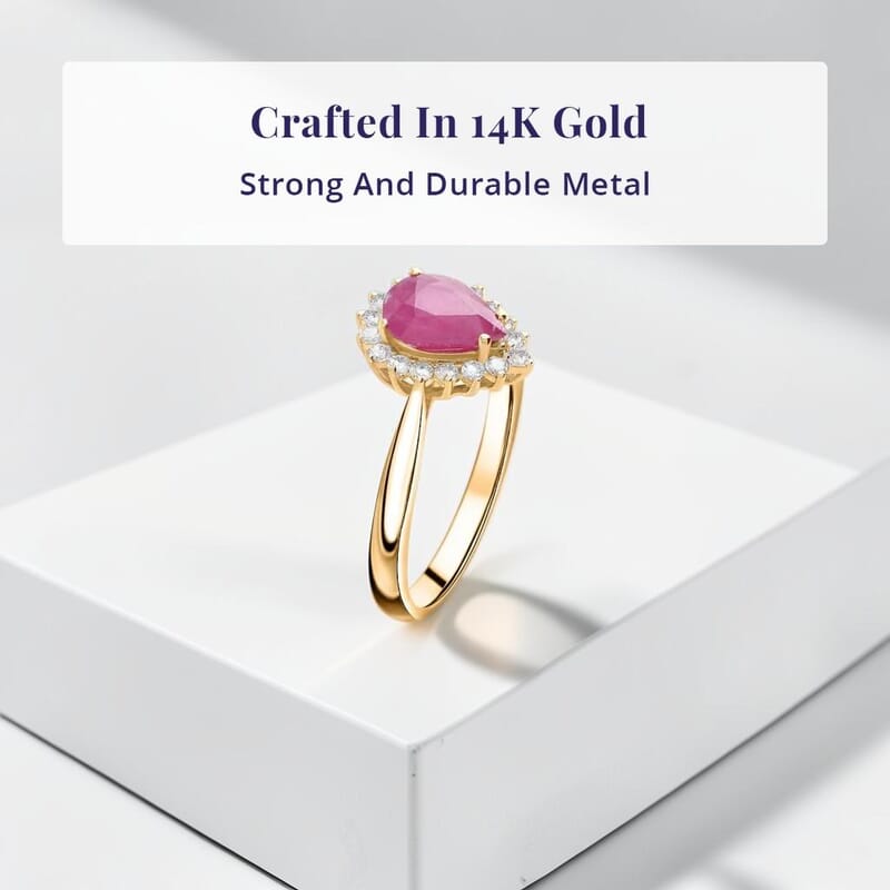 Luxoro AAA Mozambique Ruby and G-H I2 Diamond 1.38 ctw Ring in 14K Yellow Gold (Size 10.0)