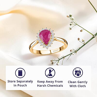 Luxoro AAA Mozambique Ruby and G-H I2 Diamond 1.38 ctw Ring in 14K Yellow Gold (Size 10.0)