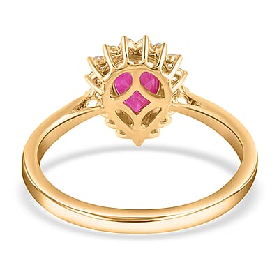 Luxoro AAA Mozambique Ruby and G-H I2 Diamond 1.38 ctw Ring in 14K Yellow Gold (Size 10.0)