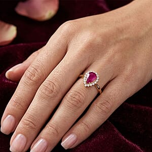 Luxoro AAA Mozambique Ruby and G-H I2 Diamond 1.38 ctw Ring in 14K Yellow Gold (Size 7.0)