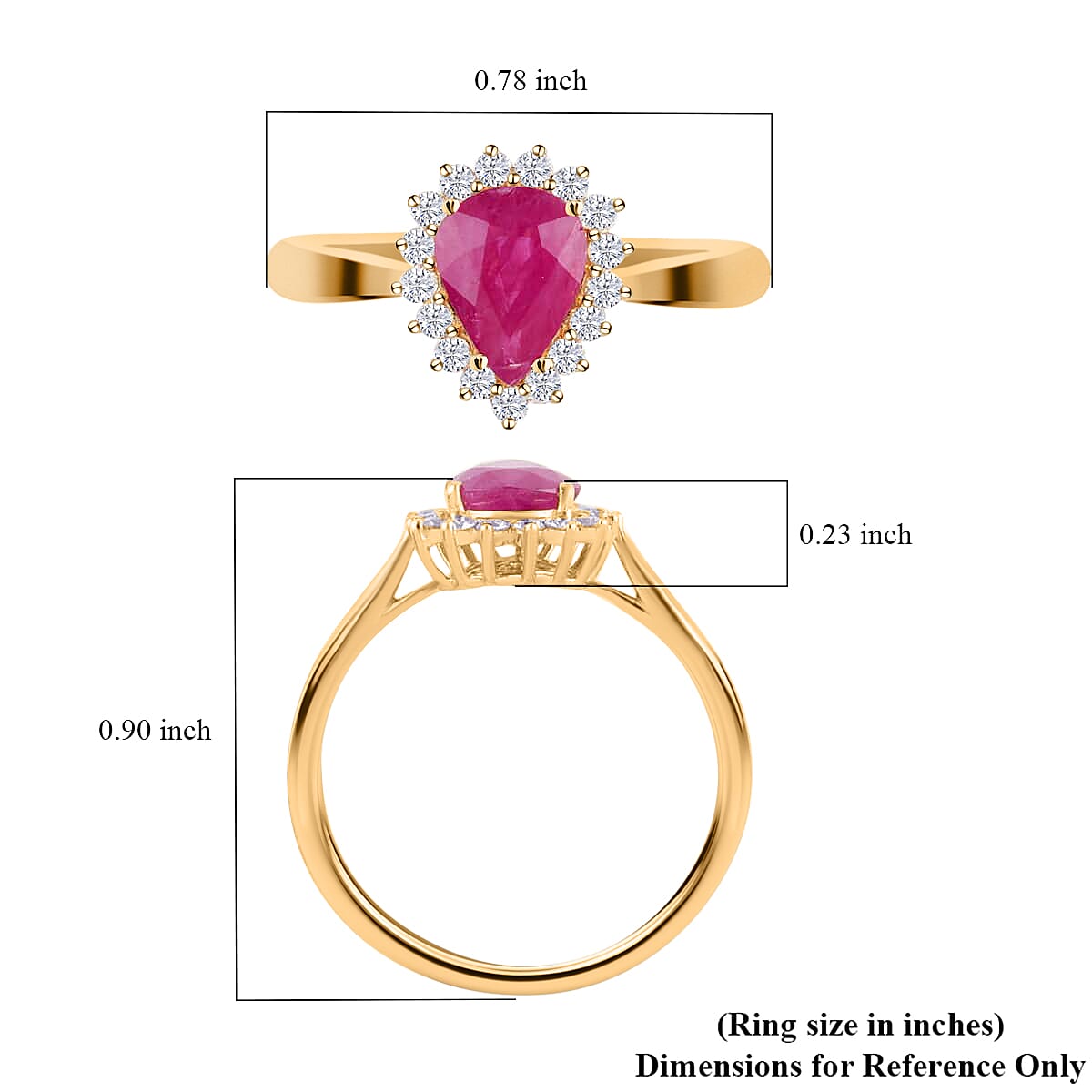 Luxoro AAA Mozambique Ruby and G-H I2 Diamond 1.38 ctw Ring in 14K Yellow Gold (Size 7.0) (Del. In 10-15 Days) image number 4