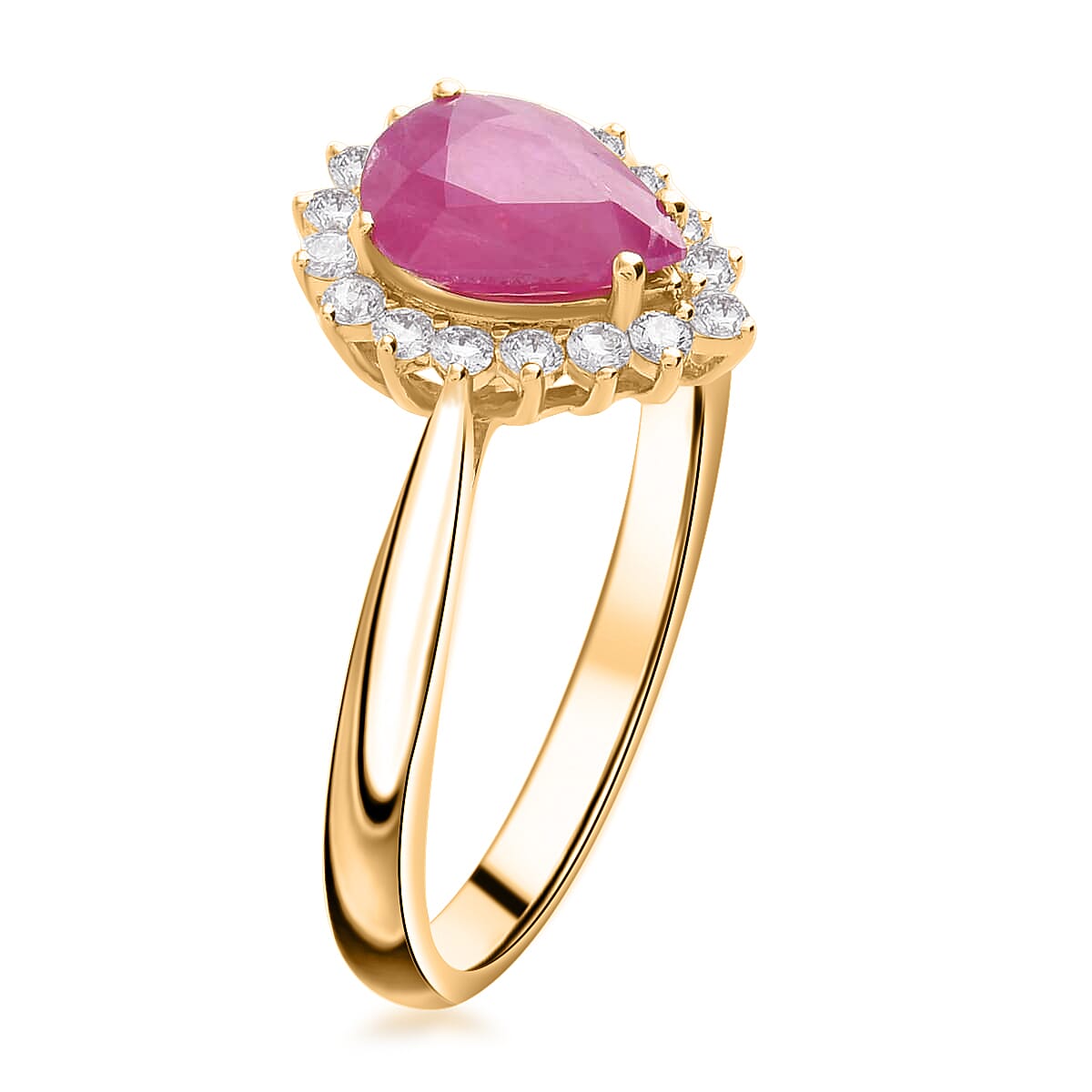 Luxoro AAA Mozambique Ruby and G-H I2 Diamond 1.38 ctw Ring in 14K Yellow Gold (Size 8.0) image number 2