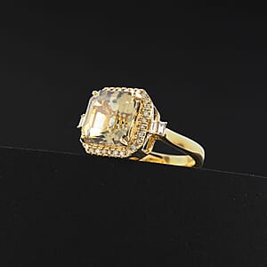 Luxoro AAA Turkizite and G-H I2 Diamond 5.96 ctw Ring in 14K Yellow Gold (Size 10.0) (Del. In 10-15 Days)
