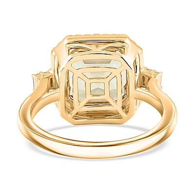 Luxoro AAA Turkizite and G-H I2 Diamond 5.96 ctw Ring in 14K Yellow Gold (Size 10.0)