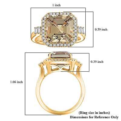 Luxoro AAA Turkizite and G-H I2 Diamond 5.96 ctw Ring in 14K Yellow Gold (Size 10.0)