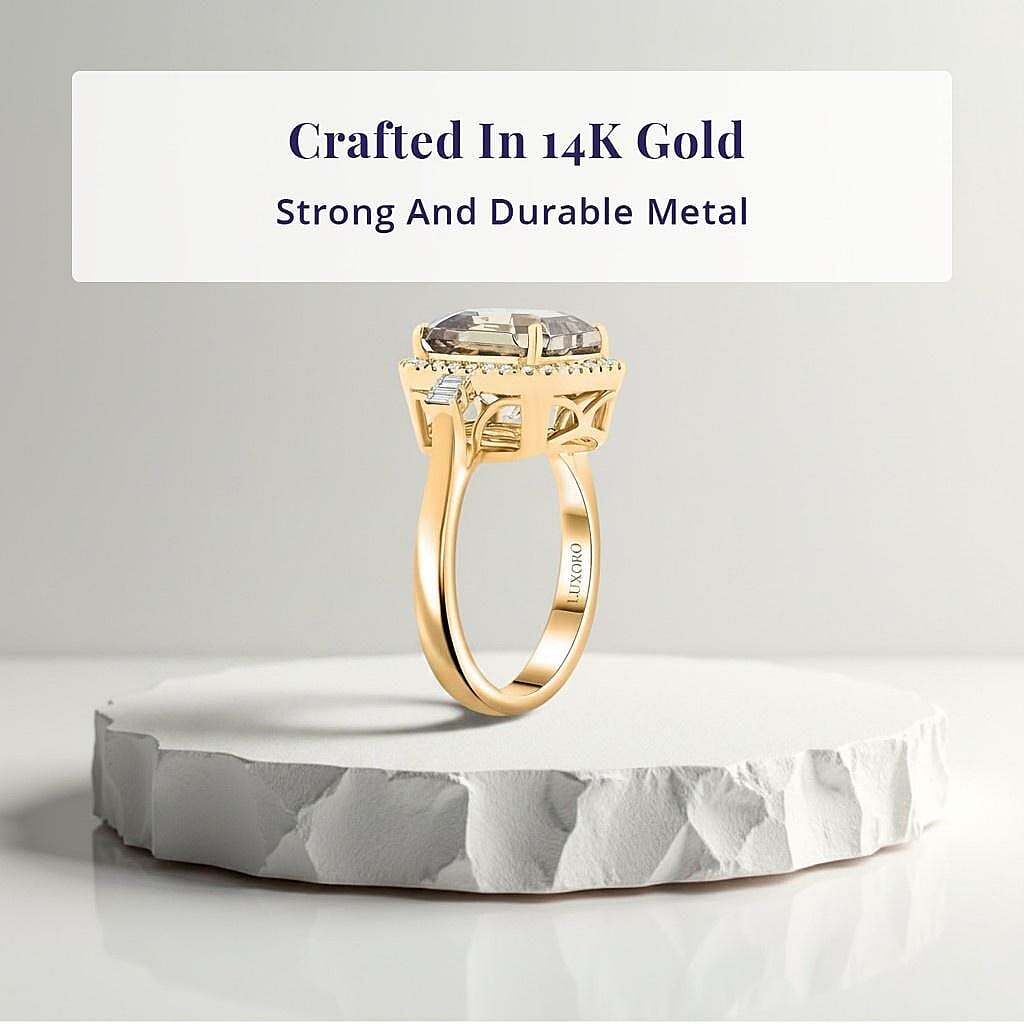 Luxoro AAA Turkizite and Diamond G-H I2 6.00 ctw Ring in 14K Yellow Gold (Size 6.0)