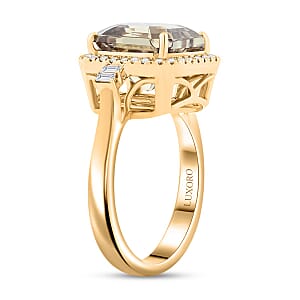 Luxoro AAA Turkizite and G-H I2 Diamond 5.96 ctw Ring in 14K Yellow Gold (Size 6.0)