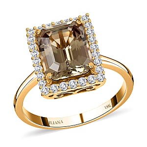 Luxoro AAA Turkizite and G-H I2 Diamond 4.37 ctw Ring in 14K Yellow Gold (Size 5.0) (Del. In 10-15 Days)