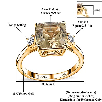 Luxoro AAA Turkizite, Diamond Ring in 14K Yellow Gold 4.35 ctw (Size 10.0)