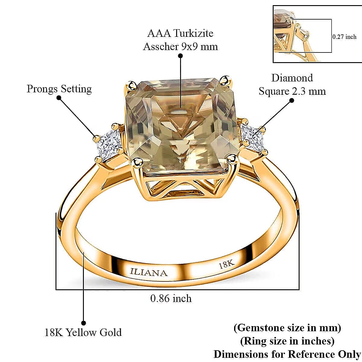 Luxoro AAA Turkizite, Diamond Ring in 14K Yellow Gold 4.35 ctw (Size 10.5) image number 5
