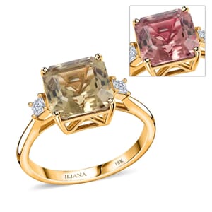 Luxoro AAA Turkizite and G-H I2 Diamond 4.35 ctw Ring in 14K Yellow Gold (Size 6.0) (Del. In 10-15 Days)