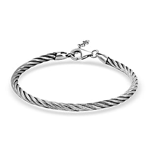 Doorbuster Italian Twisted Omega Chain Bracelet in Sterling Silver (7.25 In) 9.08 Grams