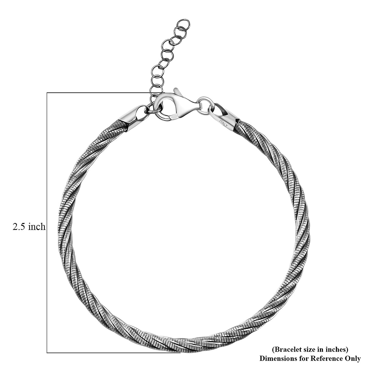 Doorbuster Italian Twisted Omega Chain Bracelet in Sterling Silver (7.25 In) 9.08 Grams image number 4