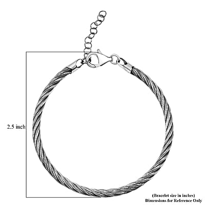 Italian Twisted Omega Chain Bracelet in Sterling Silver (7.25 In) 9.08 Grams