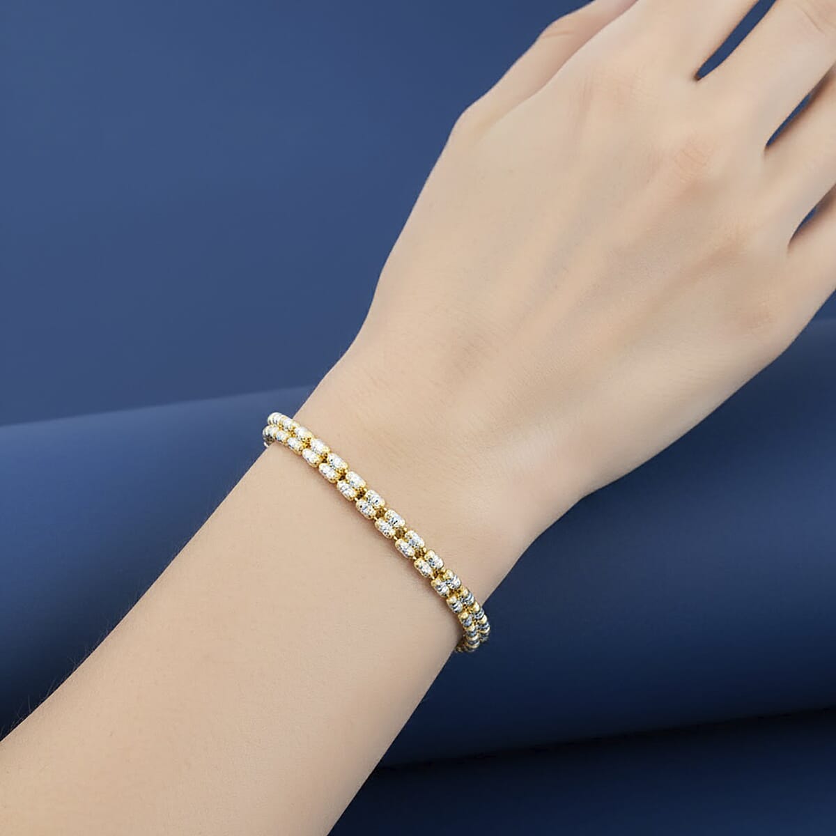 Doorbuster Italian Ice Chain Bracelet in 14K YG Over and Sterling Silver (7.00 In) 8.17 Grams image number 2