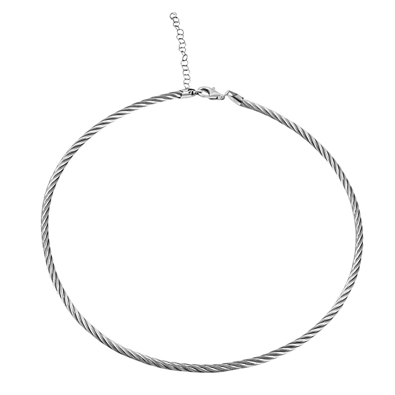 Italian Twisted Omega Chain Necklace in Sterling Silver 20.21 Grams 17 Inches