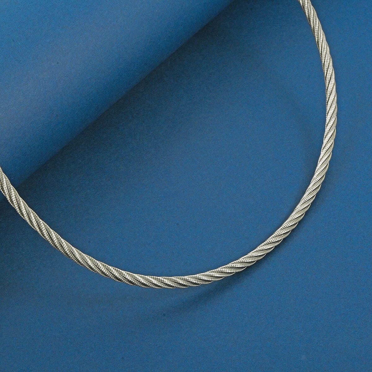 Doorbuster Italian Twisted Omega Chain Necklace in Sterling Silver 20.21 Grams 17 Inches image number 1