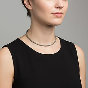 Doorbuster Italian Twisted Omega Chain Necklace in Sterling Silver 20.21 Grams 17 Inches