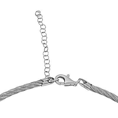 Italian Twisted Omega Chain Necklace in Sterling Silver 20.21 Grams 17 Inches