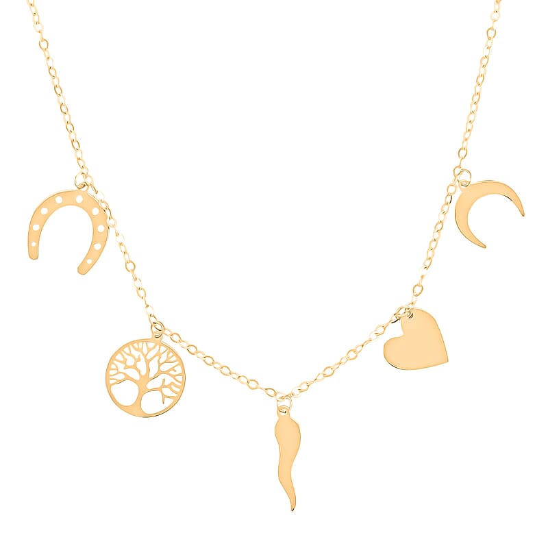 10K Yellow Gold Lucky Charms Necklace (18-20 Inches) (1.5 g)