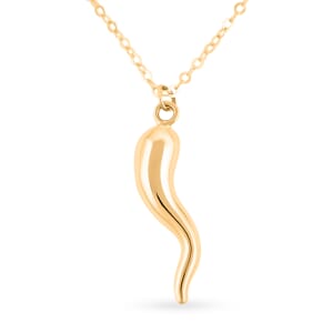 Italian 10K Yellow Gold Horn Necklace (18-20 Inches) (1.39 g)