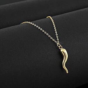 Italian Horn Pendant Necklace in 10K Yellow Gold 1.39 Grams 18-20 Inches